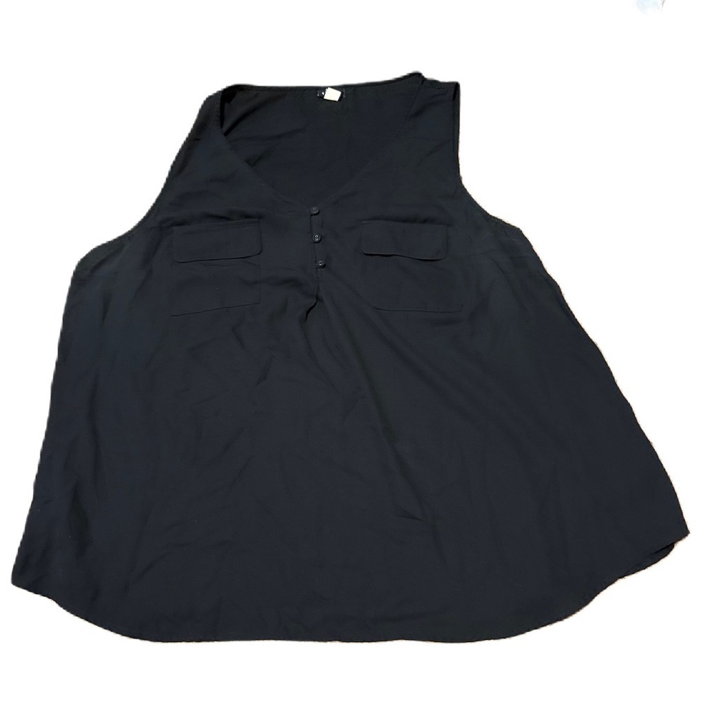 Torrid Black Sleeveless Tank Top Sz 3X Button Down Breast Pocket